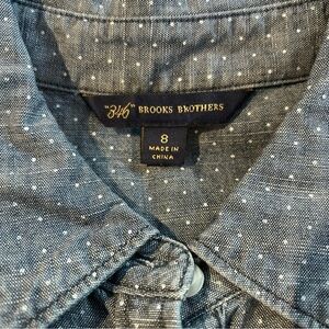 346 Brooks Brothers Polka Dot Chambray Button Front Shirt